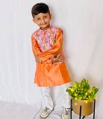 Flower Print Jacket with Kurta and Pajama