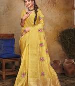 Yellow Organza Weaving Designer Saree