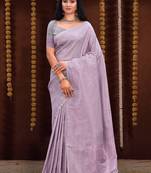 Lavender kanjivaram Silk Weaving Designer Saree