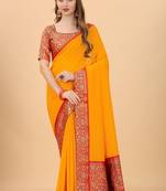 Vichitra Silk Sarees With Blouse Piece 