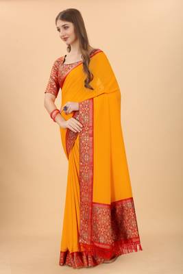 Vichitra Silk Sarees With Blouse Piece  2