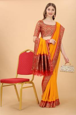 Vichitra Silk Sarees With Blouse Piece  4