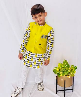 Pineapple Print Round Cut Kurta with Bandi 7
