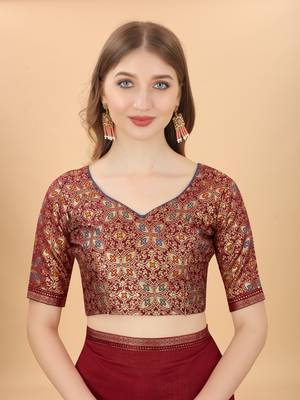 Women'S Vichitra Silk Saree With Unstitched Boluse Piece 5