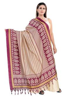 Wine Printed Dupatta