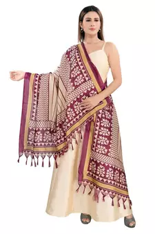 Wine Printed Dupatta
