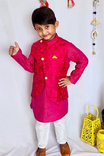 Three Piece Embroidered Jacket Set