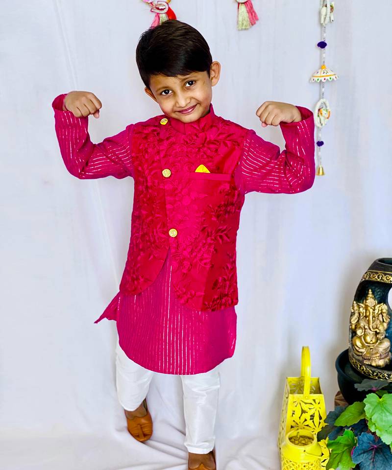 Three Piece Embroidered Jacket Set