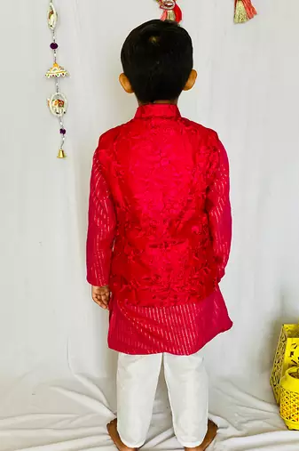 Three Piece Embroidered Jacket Set