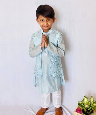 Open Jacket Embroidered Kurta with Pajama 1