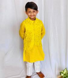 Closed Embroidered Jacket with Kurta and Chudidar