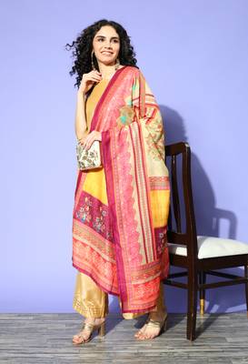 SheWill Women Multicolor Digital Printed Cotton Blend Dupatta 1
