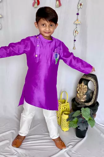 Purple Kurta with Dhoti