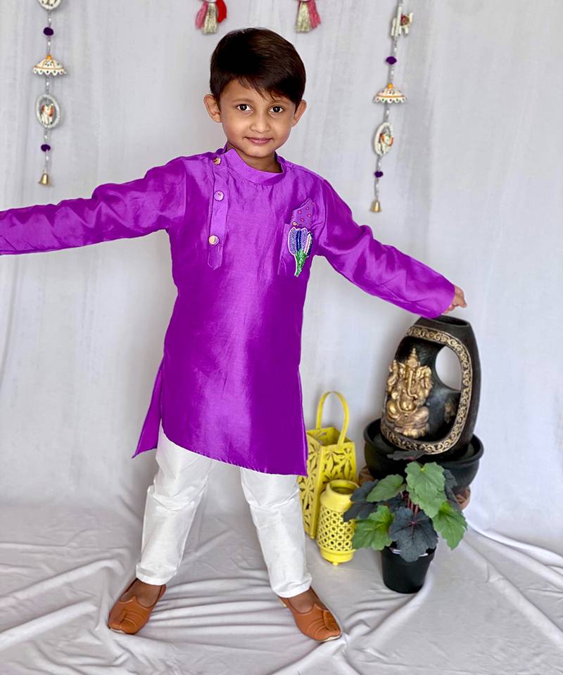 Purple Kurta with Dhoti