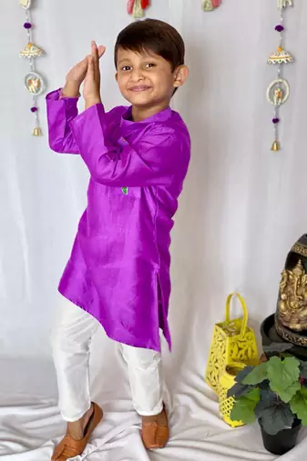 Purple Kurta with Dhoti