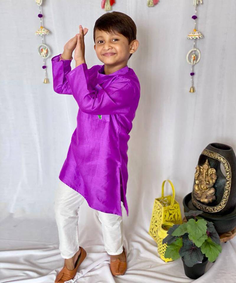 Purple Kurta with Dhoti