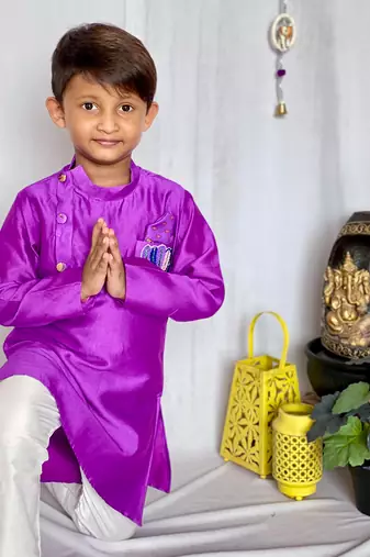 Purple Kurta with Dhoti