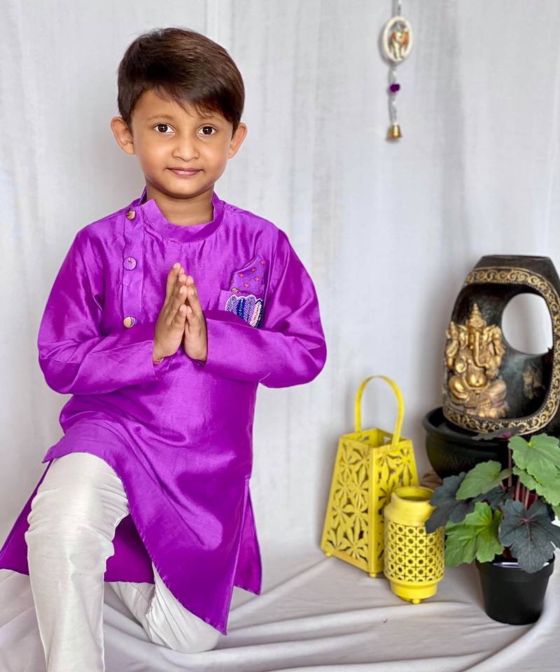 Purple Kurta with Dhoti