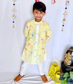 Yellow Embroidered Kurta with Pink Chudidar