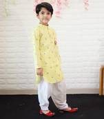 Yellow Green Chanderi Kurta with Patiala Salwar
