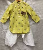 Yellow Green Chanderi Kurta with Patiala Salwar