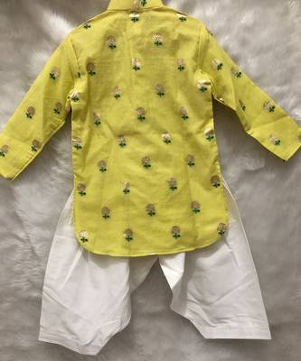 Yellow Green Chanderi Kurta with Patiala Salwar 3