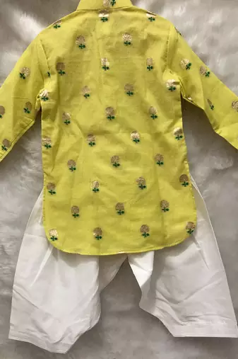 Yellow Green Chanderi Kurta with Patiala Salwar