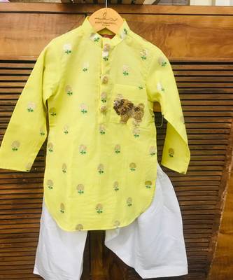 Yellow Green Chanderi Kurta with Patiala Salwar 4