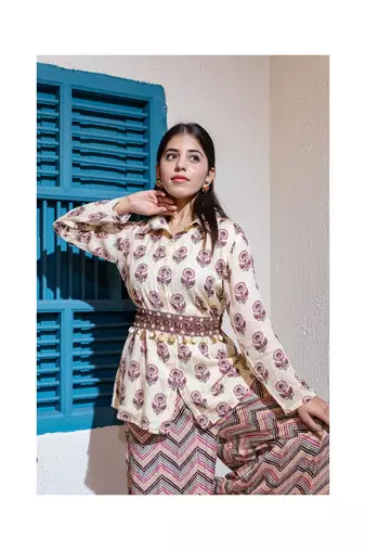 Printed Fusion Set In Shades Of Pink
