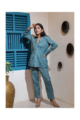 Striped Fusion Set In Teal Blue 1