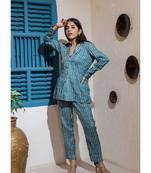 Striped Fusion Set In Teal Blue