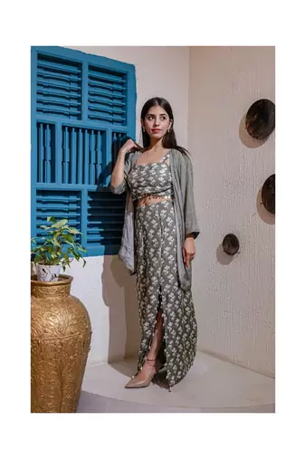Printed Fusion Set In Grey