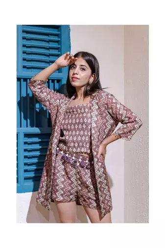 Printed Fusion Set In Powder Pink