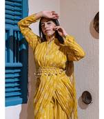 Printed Fusion Set In Mustard