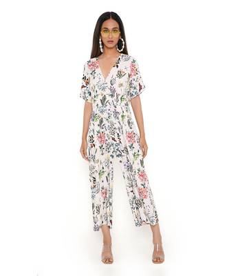 Ivory Titli Print Art Crepe Jumpsuit 1