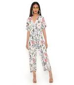 Ivory Titli Print Art Crepe Jumpsuit