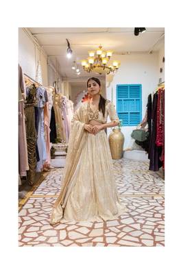 Forest Print Lehenga In Ivory 3