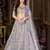 Grey thread embroidery net semi stitched lehenga