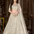 Cream thread embroidery net semi stitched lehenga