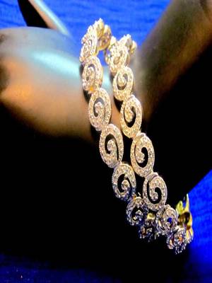 Runjhun Beautiful CZ/AD Studded Gold Plated Traditional White American Diamond Bangles Set of 2 for Women 1