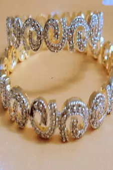 Runjhun Beautiful CZ/AD Studded Gold Plated Traditional White American Diamond Bangles Set of 2 for Women