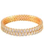 Runjhun Beautiful CZ/AD Studded Gold Plated Traditional White American Diamond Bangles Set for Women
