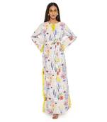 Stone Bee Garden Print Art Crepe Long Beyza Kaftan