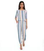 Stripe Print Rayon Top And Jogger Pant