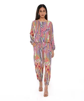 Multicolour African Print Cotton Wrinkle Top And Jogger Pants 1