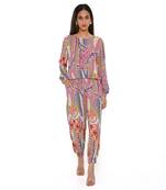 Multicolour African Print Cotton Wrinkle Top And Jogger Pants