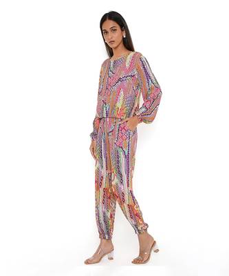 Multicolour African Print Cotton Wrinkle Top And Jogger Pants 2