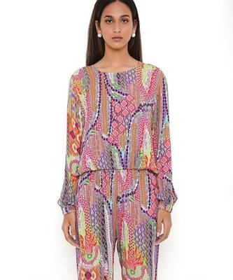 Multicolour African Print Cotton Wrinkle Top And Jogger Pants 6