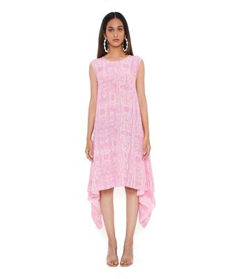 Pink PS Print Crepe Side Tail Tunic 1