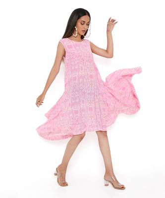 Pink PS Print Crepe Side Tail Tunic 4